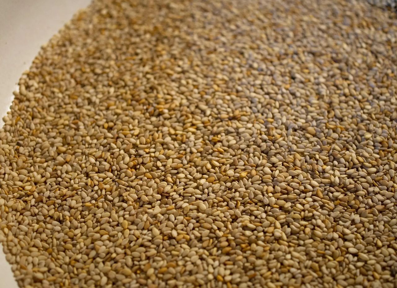 A close-up of sesame seeds.